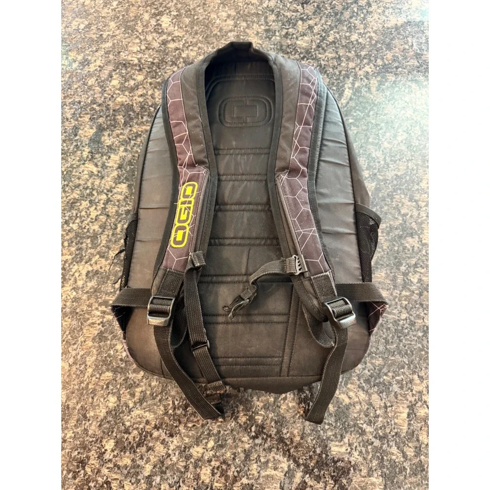 OGIO Backpack Black Neon Yellow Honeycomb Print‎ Laptop Sleeve Tech Pocket